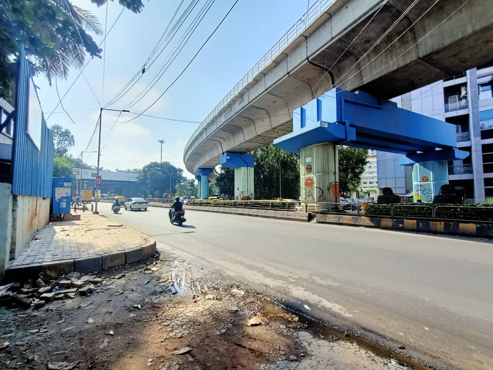 Road approach and surrounding infrastructure